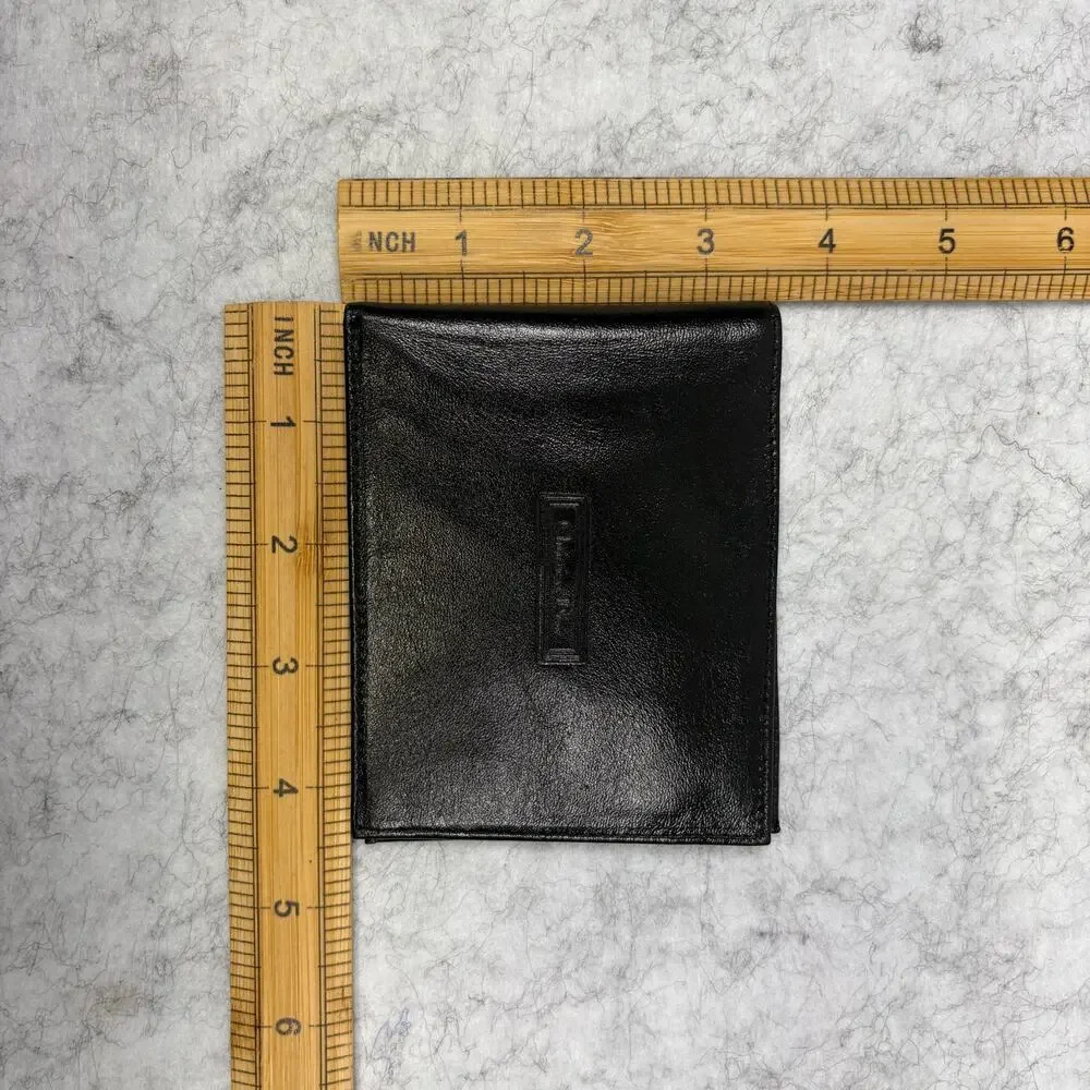 Vintage Christian Dior Black Leather Bifold Wallet Debossed Box Logo Men's